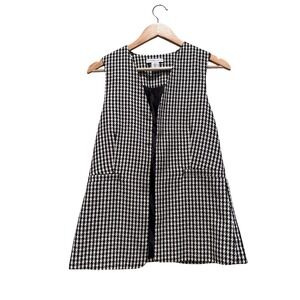 Sincerely Jules Black White Houndstooth Open Vest Size Small